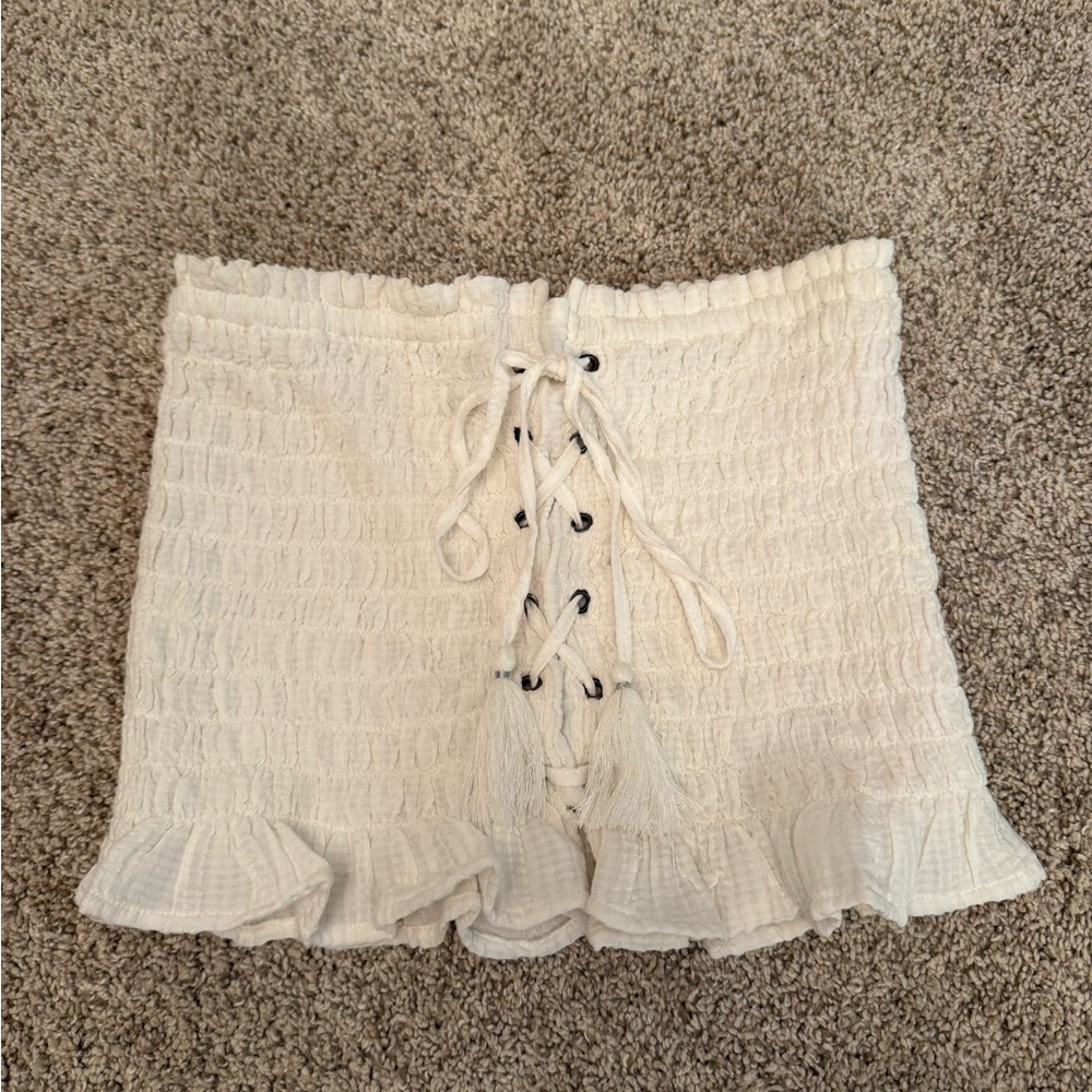 American Eagle Outfitters White Lace-Up Tube Top